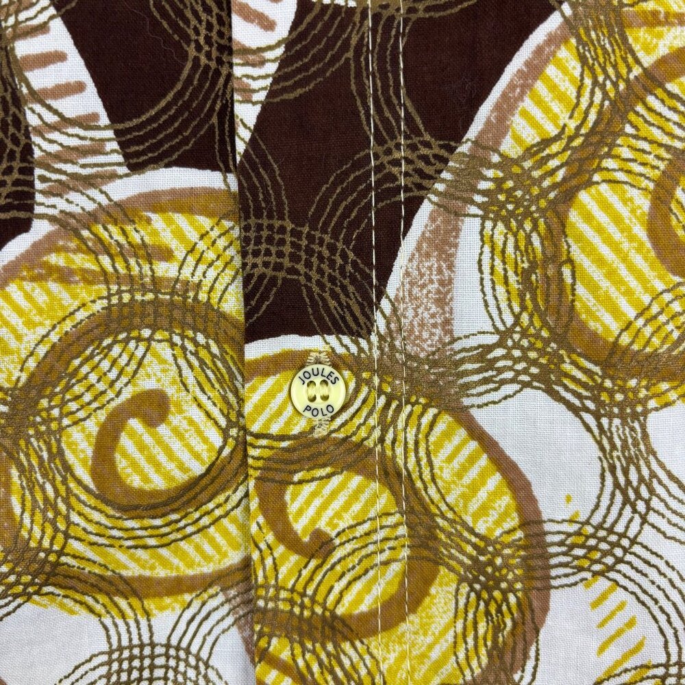 Joules Polo Retro Shirt Mens Size XS Gold Metallic Swirls Print Cotton - Picture 8 of 11